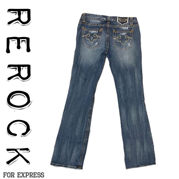 rerock for express distressed boot cut jeans - Picture 2 of 14